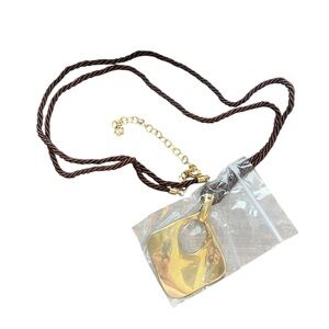 NWT Premier Designs Gold Tone Pendant Corded Necklace With Box